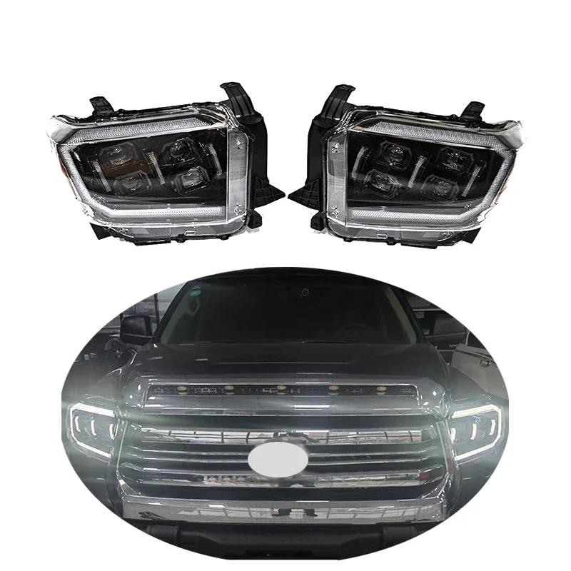 Maictop Car Accessories Front Lights Facelift 4 Lens Led Faro Headlight For Tundra 2014-2020