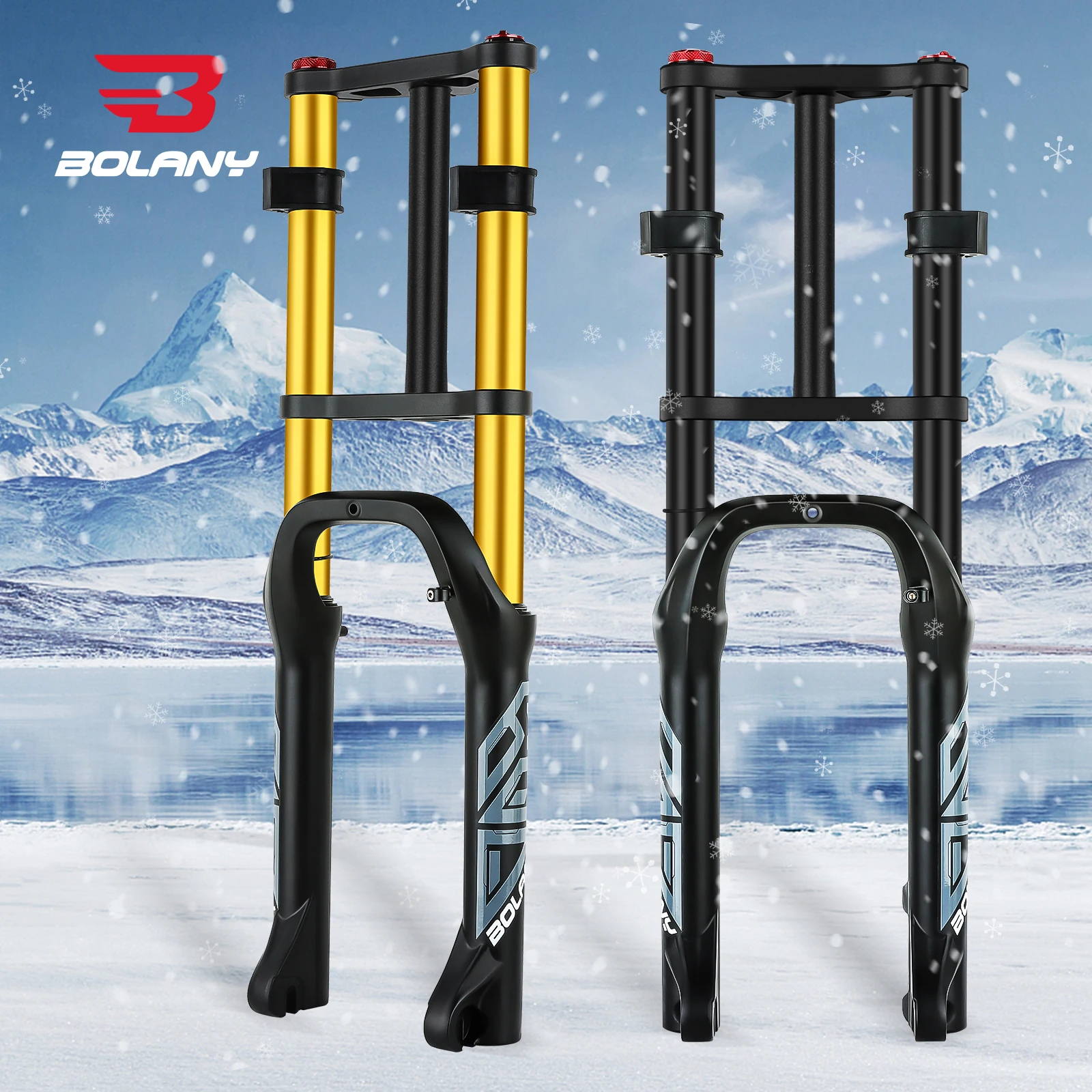 

BOLANY Велосипедная передняя вилка для снега 20 дюймов 26 дюймов 4,0 Шина MTB Велосипедная вилка 110 мм Путешествие с двойным плечом для электронного велосипеда