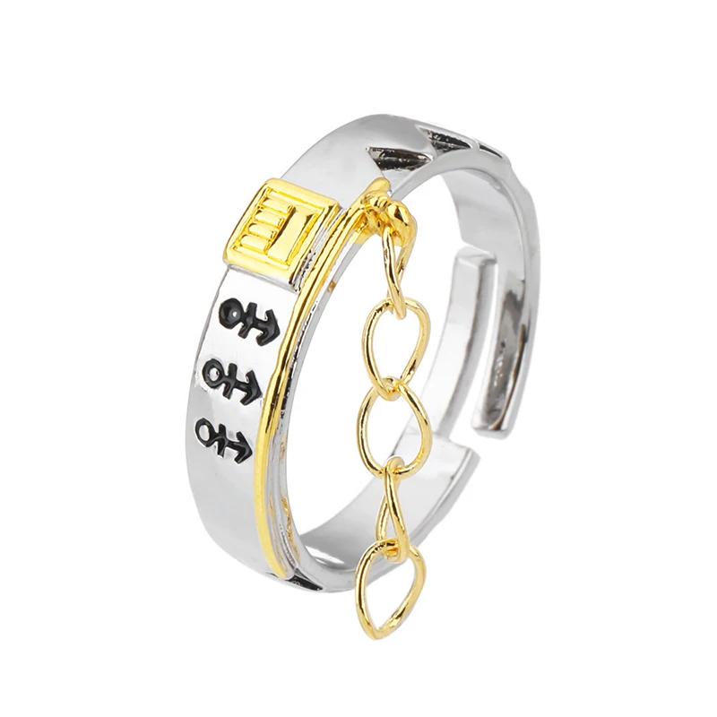 애니메이션 조조 기묘한 모험 반지, 쿠조 조타로 코스프레 손가락 반지, 쥬얼리 소품 액세서리, 조정 가능한 유니섹스 금속 반지 선물