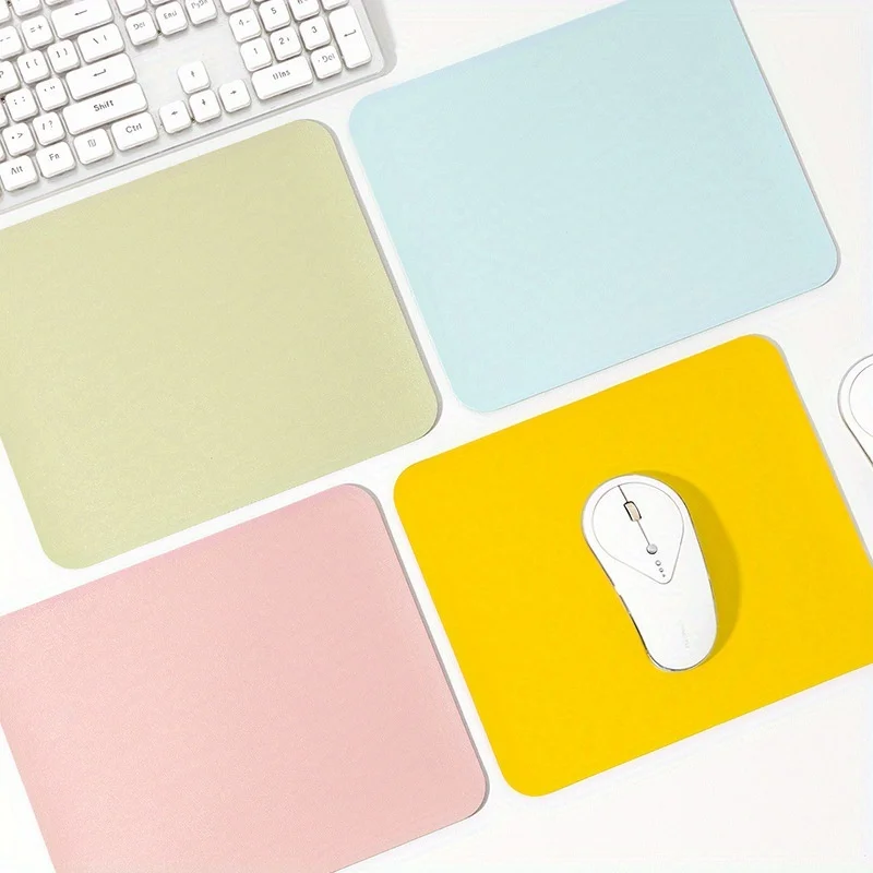 Solid Color Simple Design Small Square Mouse Pad Anti-Slip Rubber Base Portable Office DeskPad Computer Notebook PC Accessories