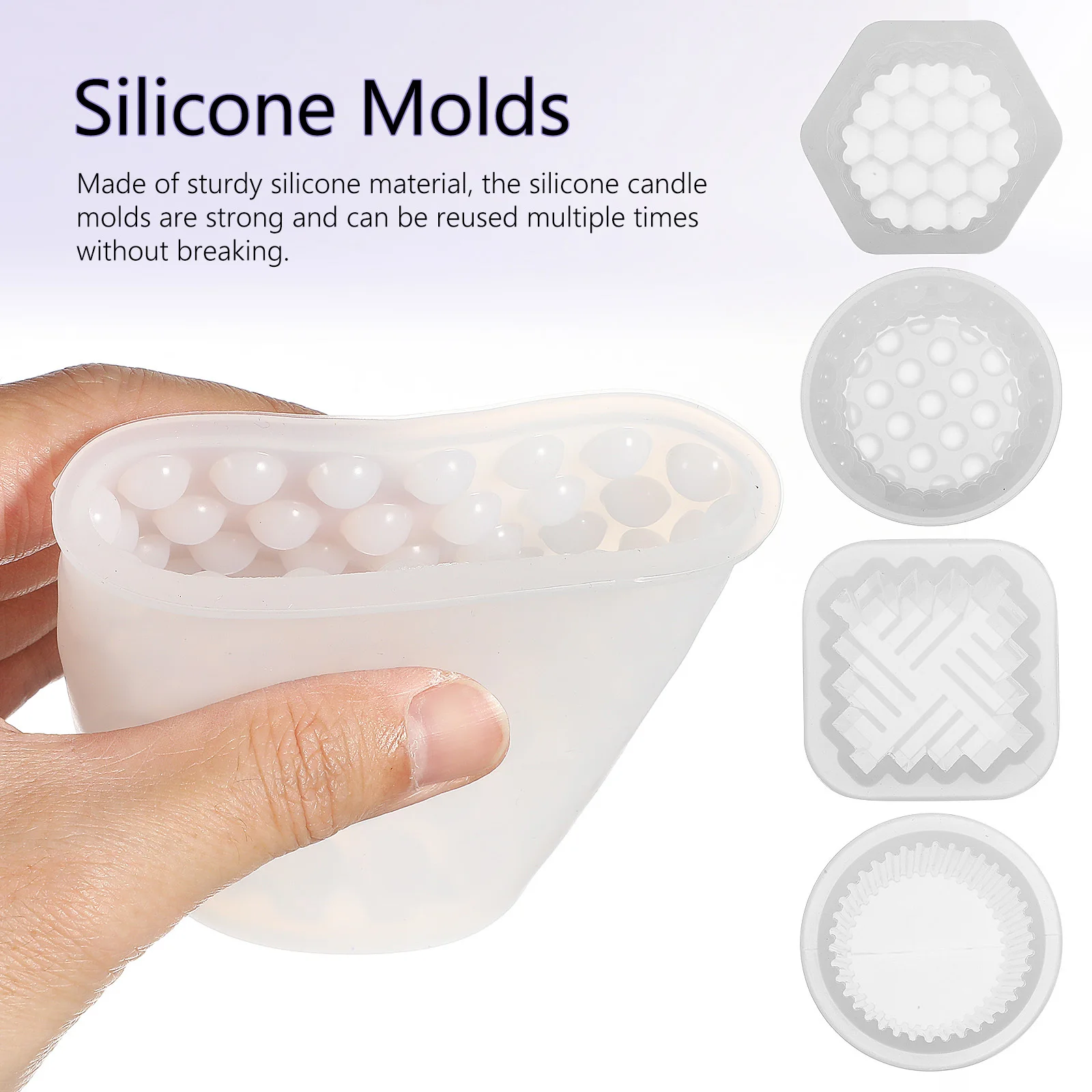 

4Pcs Silicone Molds Unique Shapes Reusable DIY Making Supplies Easy Release Pillar Wax Molds Kit