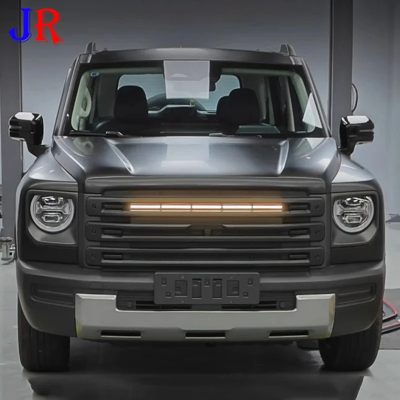 Car Front Bumper Grille Fit for Haval Raptor 2022-2024 Modification Black Warrior Style LED Grille Car Exterior Trims Parts