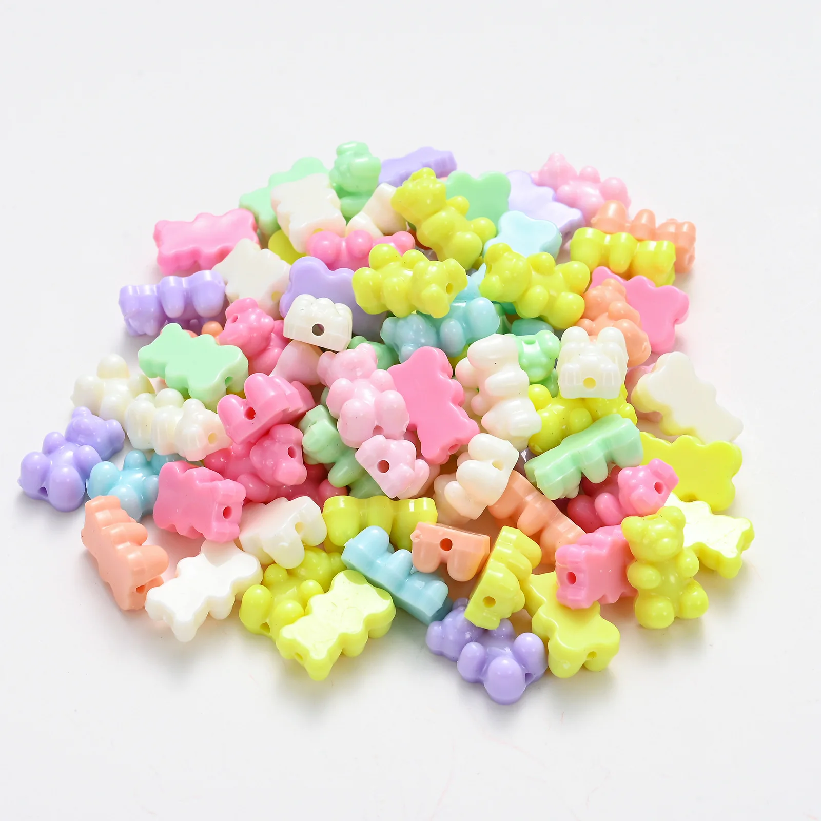 New color Jelly color Cute Gummy Bear Acrylic beads for Jewelry Making Necklace Bracelet Bears Christmas Gift Vertical hole