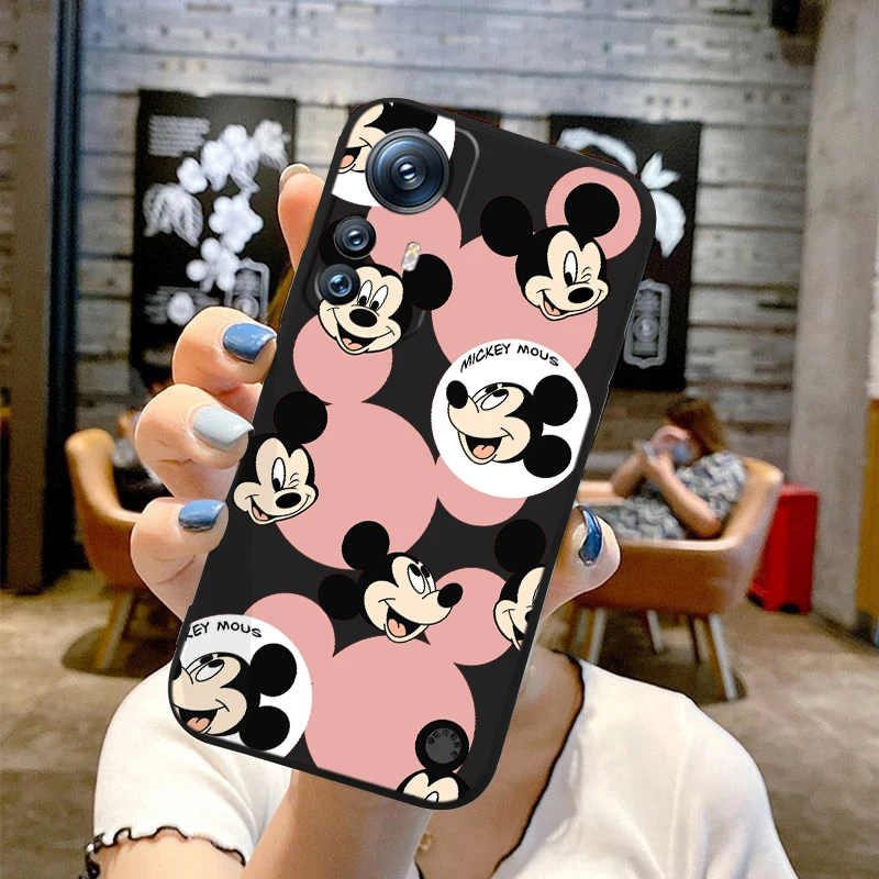 Mickey Mouse Puzzle Liquid Left Rope For Xiaomi Mi 14 13T 13 12T 12 11T 11i 11 A3 10T 10 9 Pro Lite Ultra 5G Cover Phone Case