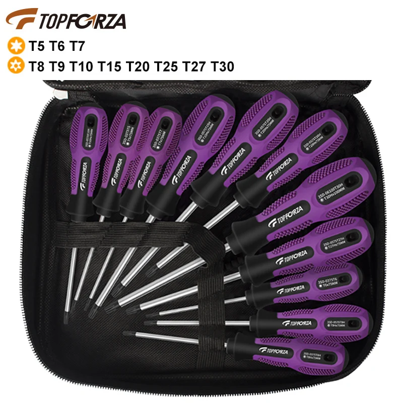 

TOPFORZA 11-piece rubber-handled screwdriver set, a household star-shaped and star-pointed screwdriver manual tool set