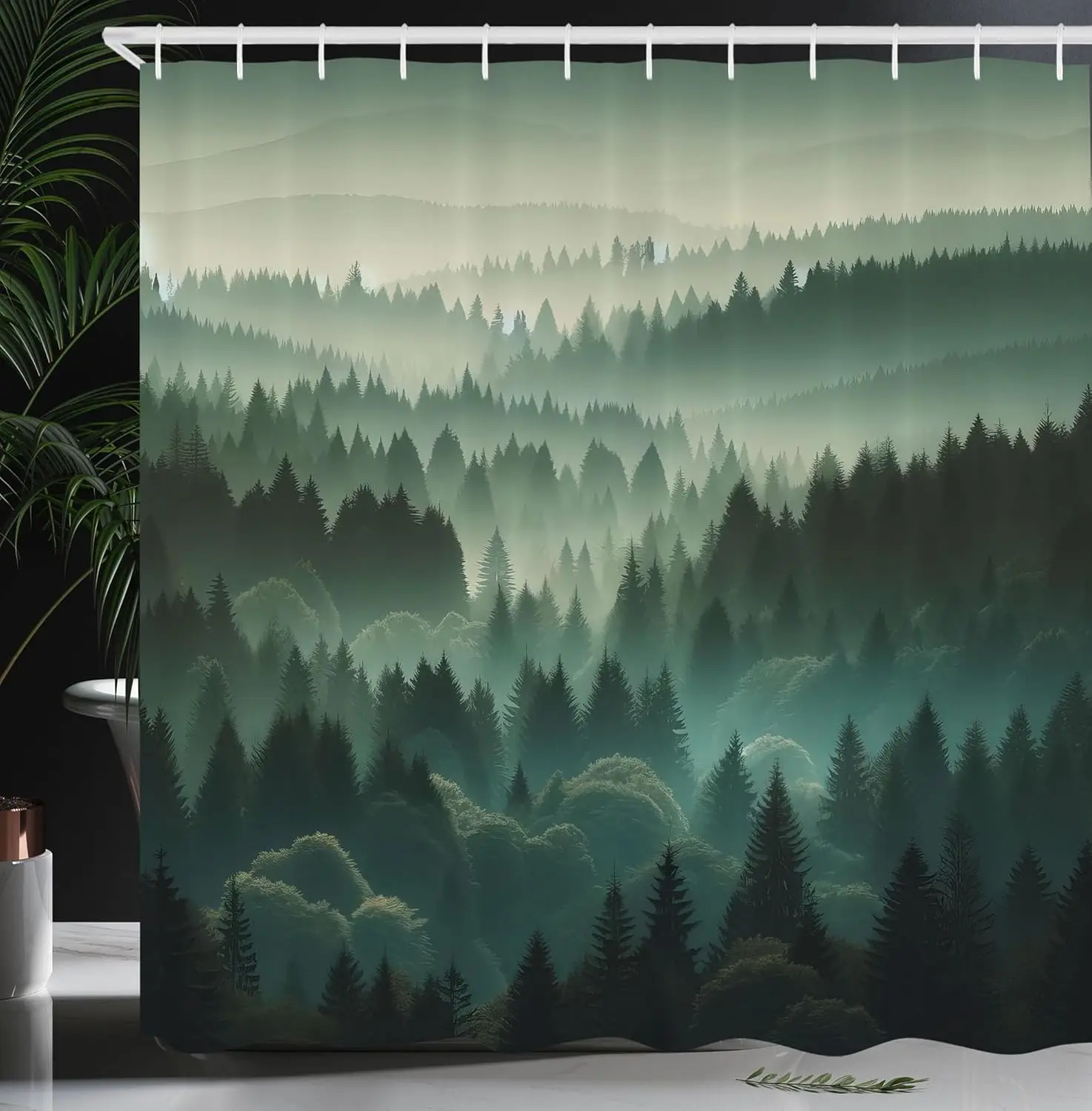 

Shower Curtain Forest Mountain View Nature Print Bathroom Decor Waterproof Fabric Boho Minimalist Home Accessories Kitchen
