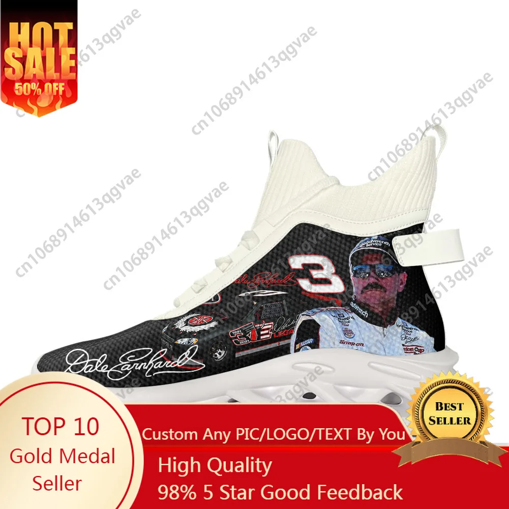 

Dale Number 3 Earnhardt Furry High Top Flats Sneakers Mens Womens Sports Running Shoes Lace Up Mesh Footwear Custom Shoe