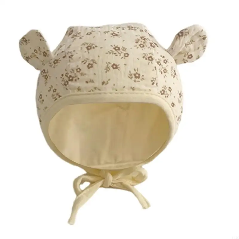 

F3KC Breathable Baby Earflap Hat with Animal Ears Designing for Toddler Cotton Hospital Hat Windproof Ear Protections Caps