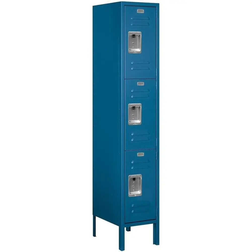 Triple Tier 12 Wide 5-Foot High 15 Deep Metal Locker, Blue