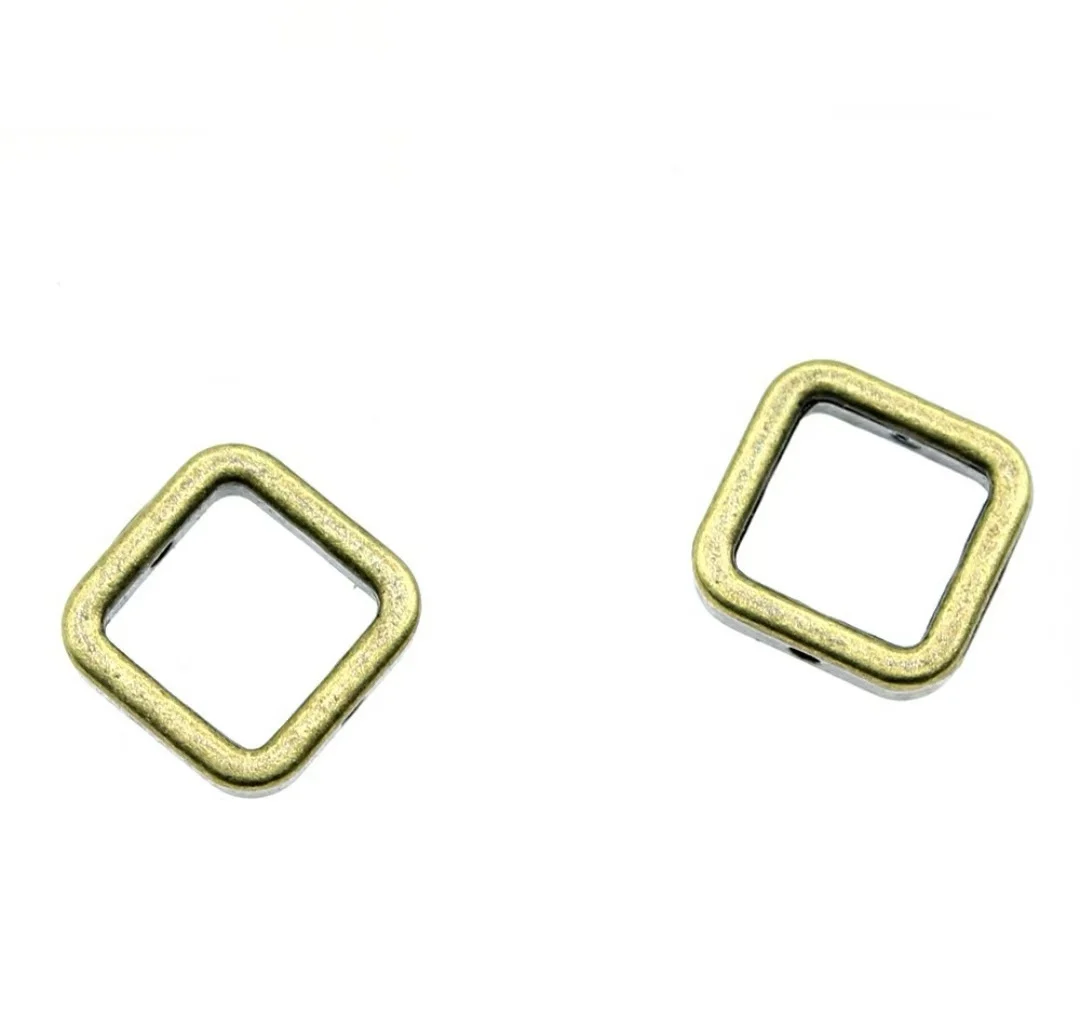 

20pcs 11x11x3mm Zinc alloy metal antiqued bronze plated square bead T0598