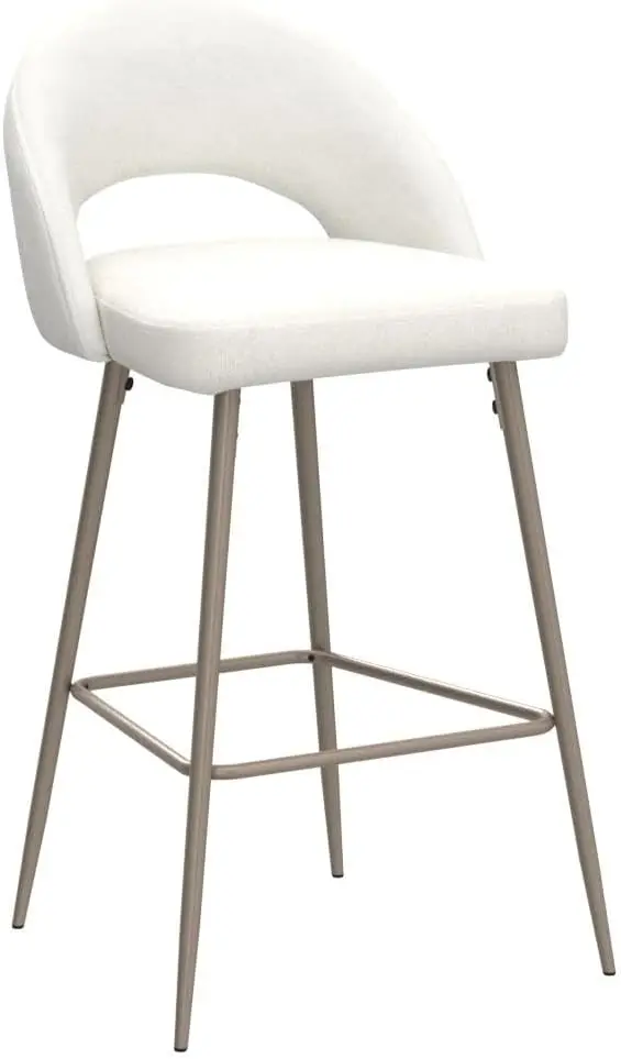 Set of 2 Modern Mid-Century 29 Bar Stools with Backrest and Footrest, Upholstered Two-Tone Color L