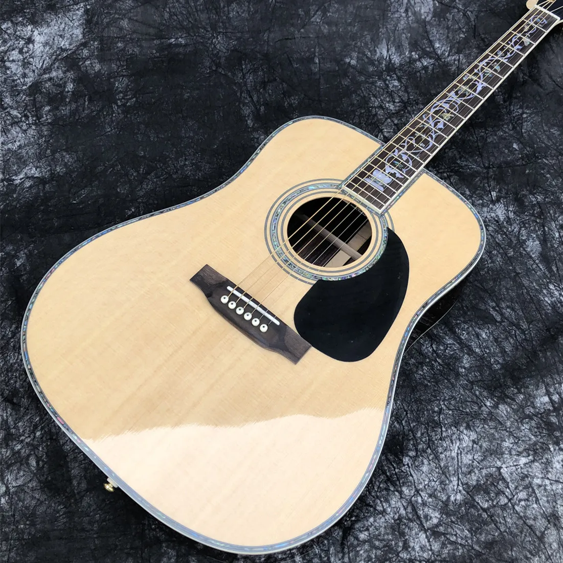 NEW Solid Spruce Acoustic Guitar Abalone Tree of Life Inlays Rosewood Fingerboard and Body 41