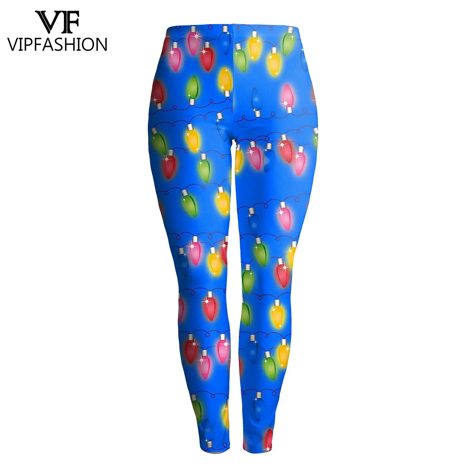 VIP FASHION Women Christmas Leggings Family Gift Trousers Mid Waist Sexy Tights Xmas Party Long Pants Elastic Seam Ugly Clothes