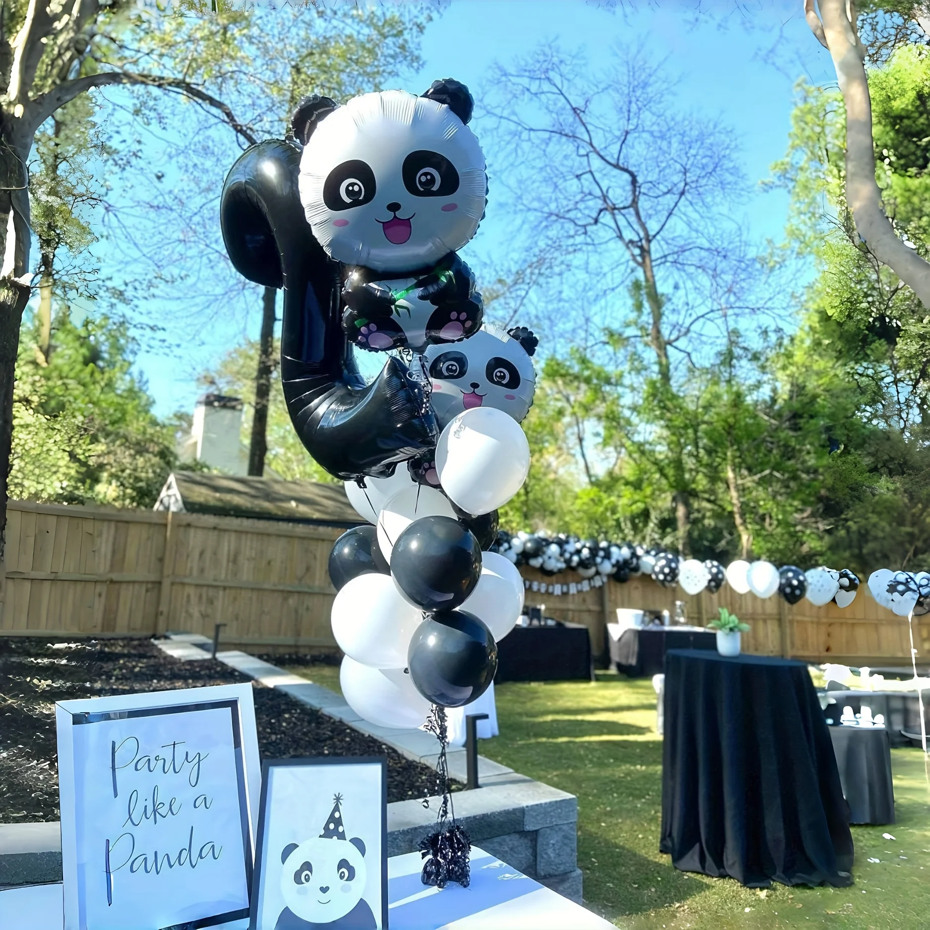 2 Pcs Panda Large Mylar Foil Balloons Jungle Safari Animals Theme Birthday Party Decorations Kids Gift Shower Decor Supplies view 5