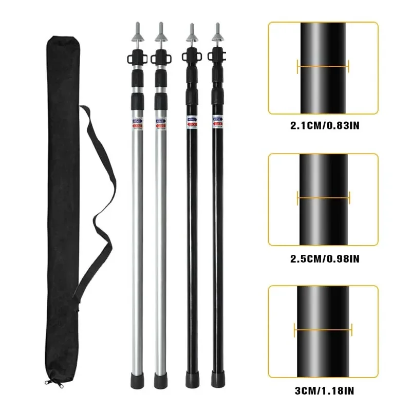 

2.3M Aluminum Alloy Telescopic Canopy Pole Adjustable 3-Section Tent Awning Support Rod Heavy-Duty Camping Shelter Outdoor Gear