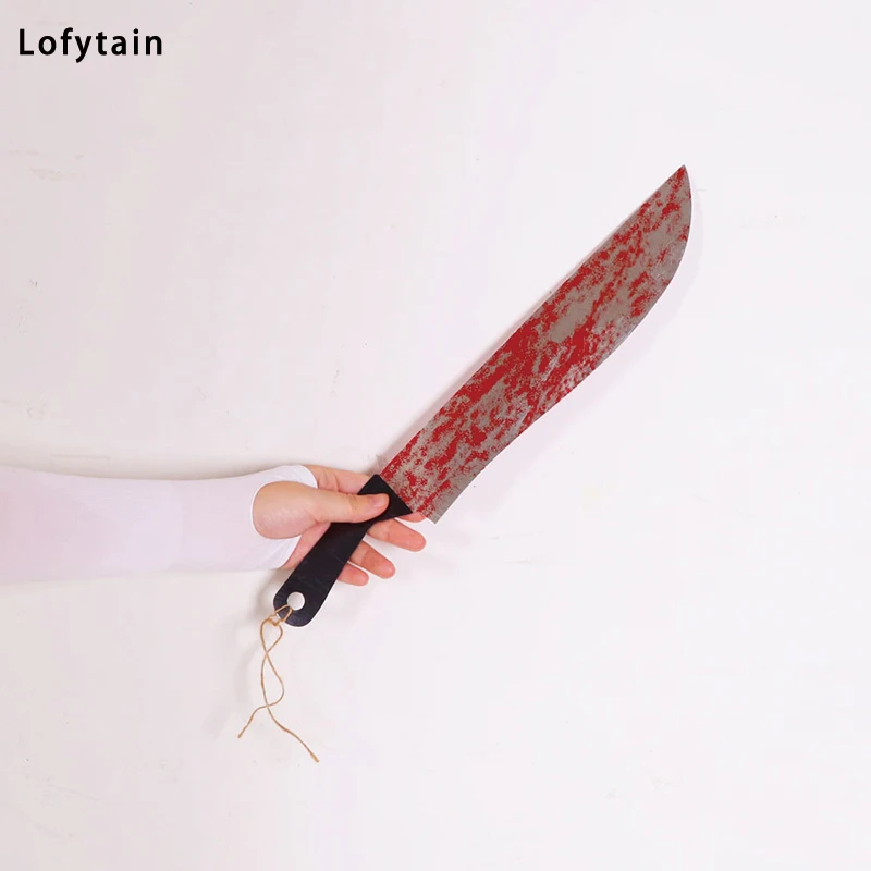 Lofytain 12pcs/lot Halloween Plastic Blood Knife Tools Sets Horror Spooky Haunted House Hanging Knife Garland Banner