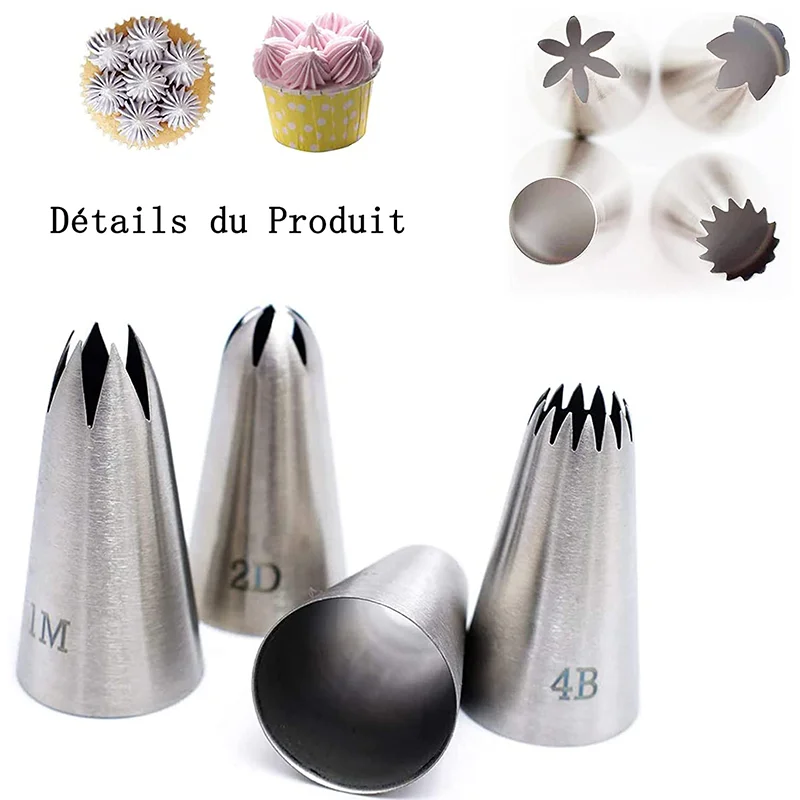 6Pcs Rose Pastry Nozzles Cake Decorating Tool Flower Icing Piping Nozzle Cream Cupcake Tip Baking Accessory #1M 2D 4B 1A D66 234