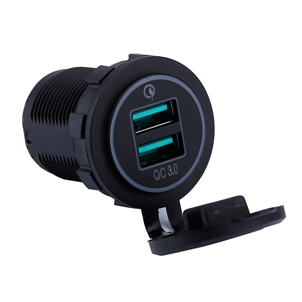 Car Charger Cigarette Lighter USB Charger Adapter Fast Charging Dual Port USB QC3.0 Plug Outlet For Phones Tablets Power Banks