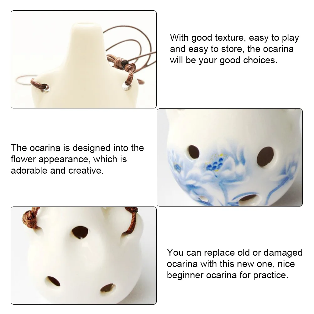 

Cute Flower Ceramic 6-Hole Ocarina Beginner Practice Musical Instrument Wind Instrument Children Beginner Ocarina
