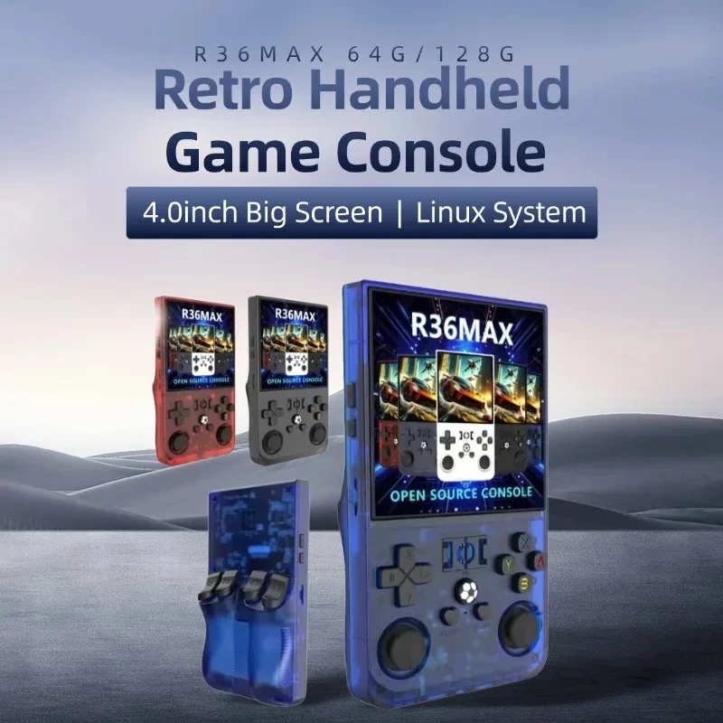 R36MAX Retro 128G przenośna konsola do gier System Linux 4.0 Cal ekran IPS przenośny kieszonkowy odtwarzacz wideo 64GB 128GB gry z torbą