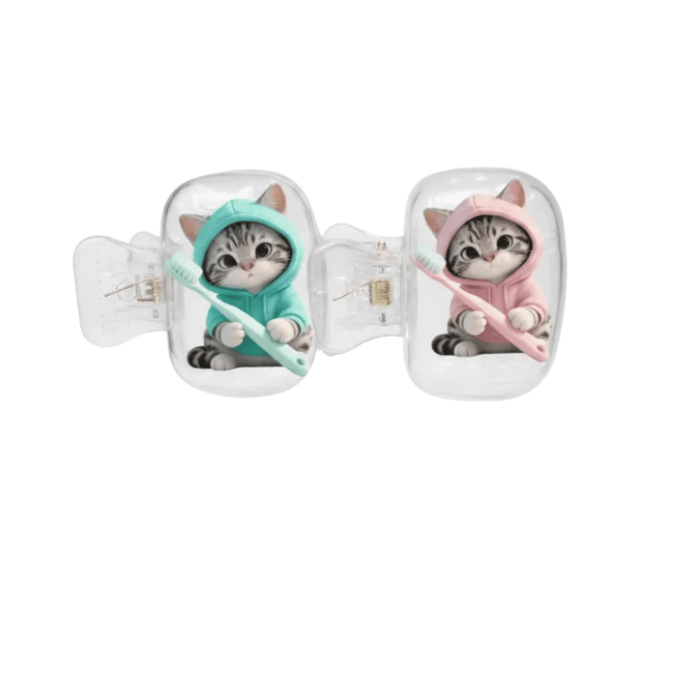 

2pcs Portable Toothbrush Head Cover Kitten Dog Printed Waterproof Cat Toothbrush Cover Transparent Dust-proof Toothbrush Holder