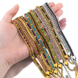 1pcs Stainless Steel Colorful Crystal Chain Glue-On Trim Cube Shiny Zircon Chains for DIY Cloth Bracelet Choker Jewelry Making