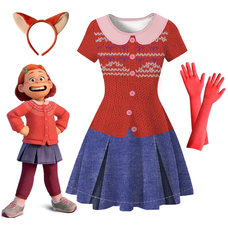 Meilin Lee kids girl dress movie turning red costume Mei-mei cosplay turning-red clothing children Princess Mei T shirt set