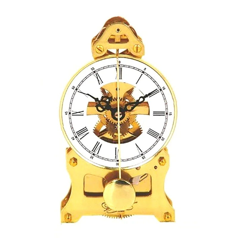 Copper Movement Mechanical Clock Desk Desktop Vintage Table Clock Metal Clockwork Antique Luxury Office Desk Clocks Gift