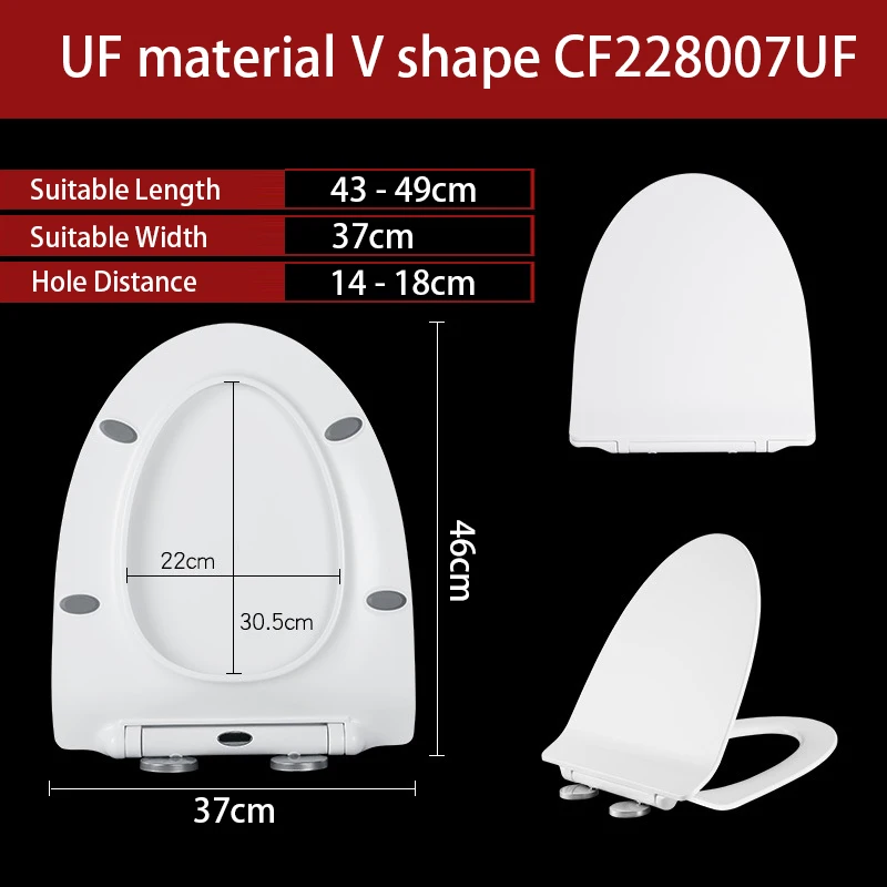 V Shape Toilet Seat UF Material Slowly Closing Toilet Cover WC Install On Top Toilet Lid For Bathroom Soft Close CF228007UF