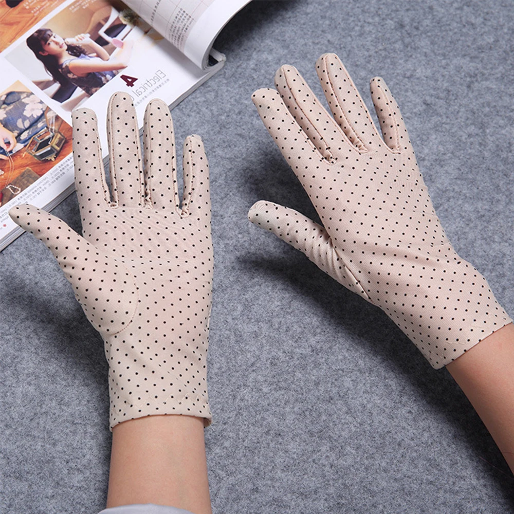 Fashion Etiquette Summer Elastic Anti-UV Spandex Dots Gloves Driving Gloves Sunscreen Women Gloves