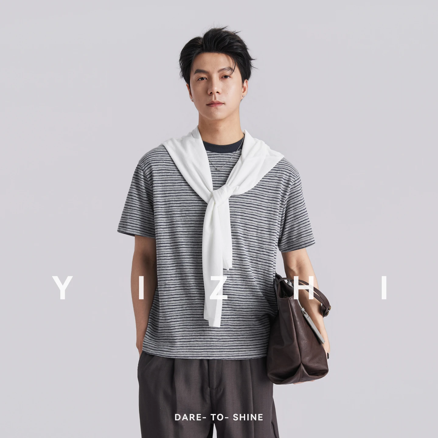 Men Vintage Contrast Thin Striped Short Sleeve T-Shirt Summer Crew Neck Loose Drop Shoulder Light Luxury Casual Commuter Top — купить у AliExpress WW