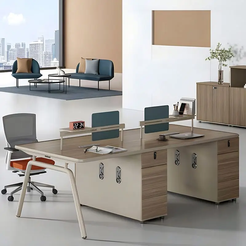 

*4 in 1 Four Person Office Workstation Work Station Modern Furniture Desks for Room Table Cubicle Partition Design With Drawers