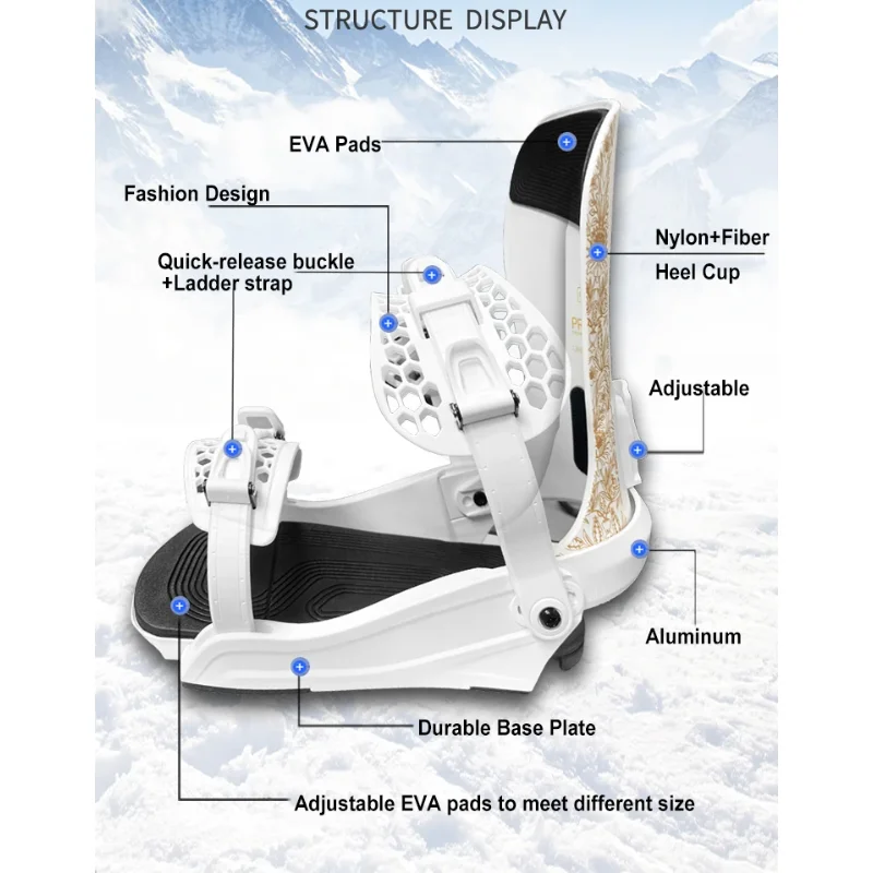 Fashionable Aluminium Adults Snowboard Binding All Size Adjustable Unisex Snowboard Mounts Bindings