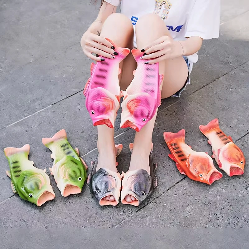 

New funny slippers men's and women's shoes sandals summer beach shoes unisex fish-shaped slippers