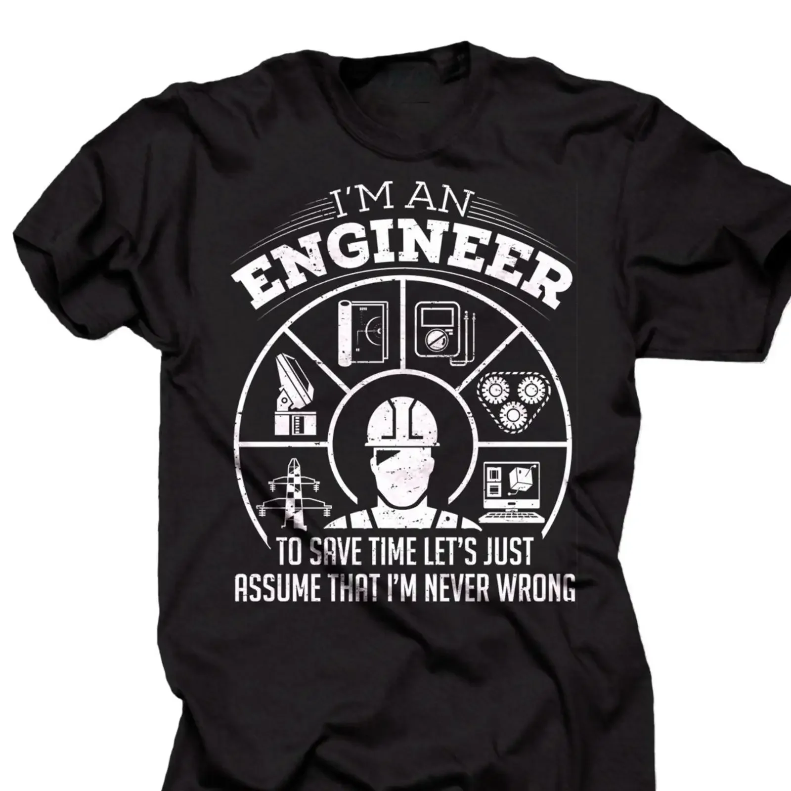 T-shirt drôle d'ingénieur, vêtement vintage délavé, haut de gamme pour tous les jours, streetwear légèrement décontracté