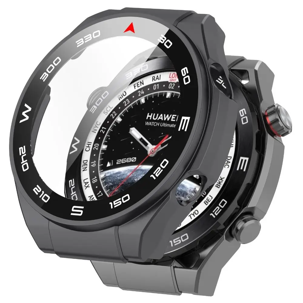 Acessórios capa escudo protetor de tela pc caso temperado + filme para huawei watch ultimate