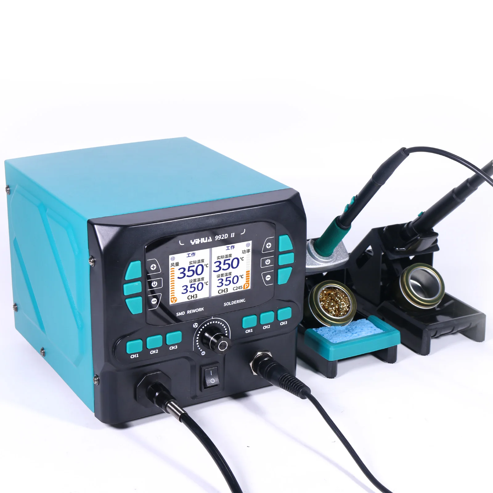 YIHUA 992D-II 2 in1 Tool Nano Hot Air Pencil Precision Soldering Rework Station and C210 Soldering Iron with Dynamic LCD Display