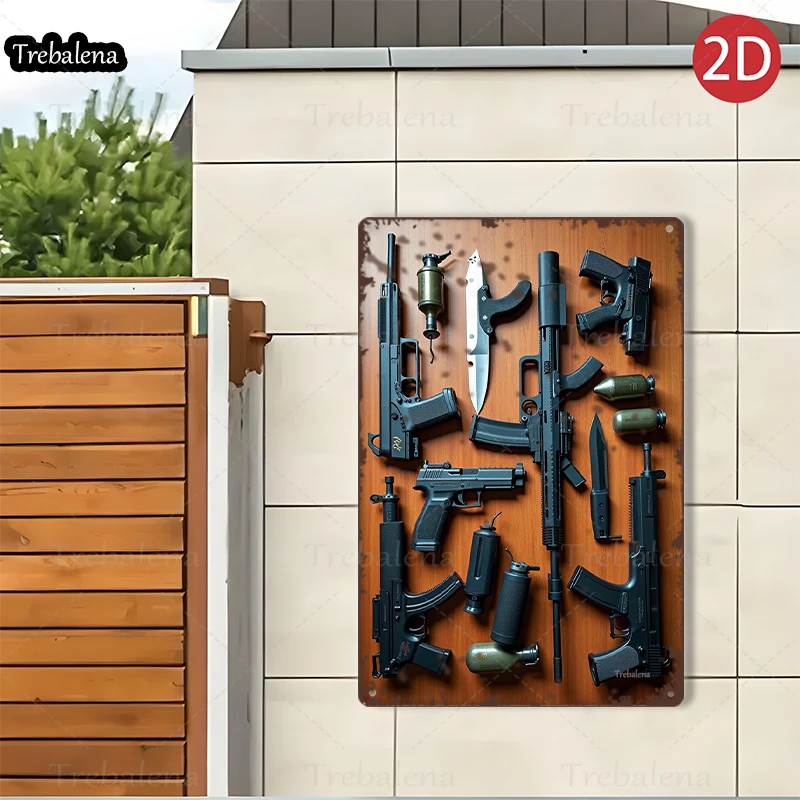 1PC 2D Flat 8*12inch Metal Sign Tactical Gear Arsenal Wood Panel Art Decor