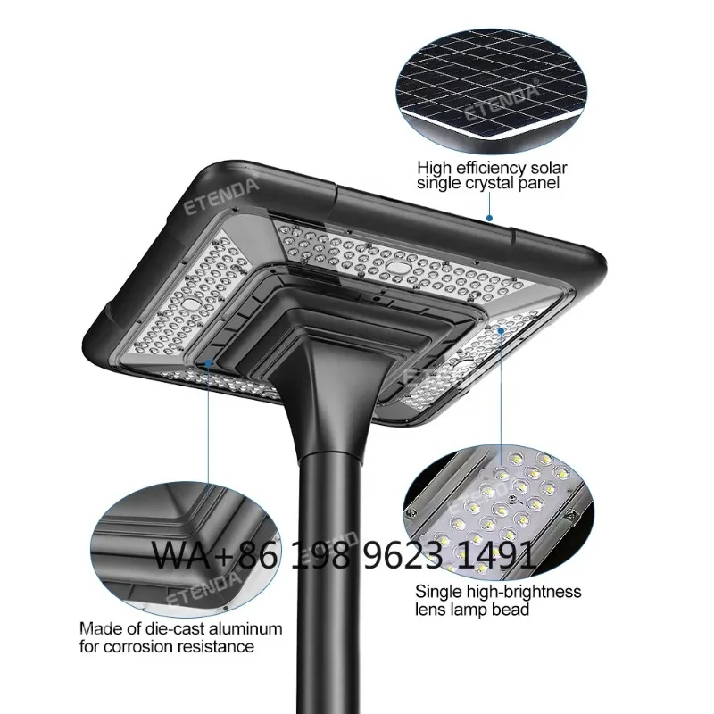 Die-Cast Aluminum+PC Integrated Solar Street Light IP65 Waterproof Garden Courtyard Outdoor Lamp