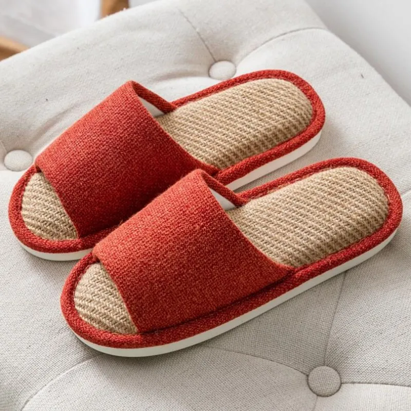 Japanese Linen Slippers Home Cotton Slippers Lovers Anti Slip Warm Slippers Shoe for Woman Slippers Comfortable Fashion