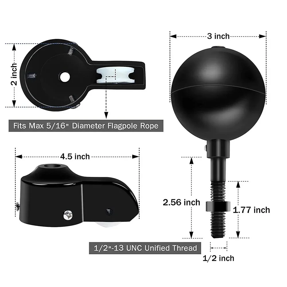 

Outdoor Decoration Outdoor Flag Kit Flagpole Repair Kit Flag Halyard Kit Black Cast Aluminum Truck Easy Installation Parts