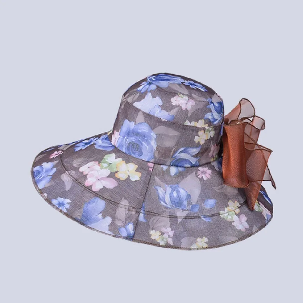 

Seaside Windproof Rope Mom Fisherman Hat Foldable Portable Sunscreen Basin Hat Polyester Soft Thin Bow Sunshade Cap Travel