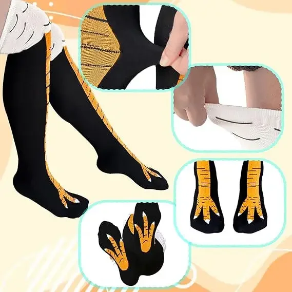 Trendy Women Socks With Knee Length Chicken Feet Funny Personalized Realistic Chicken Feet Birthday Gifts Trendy Sports Socks