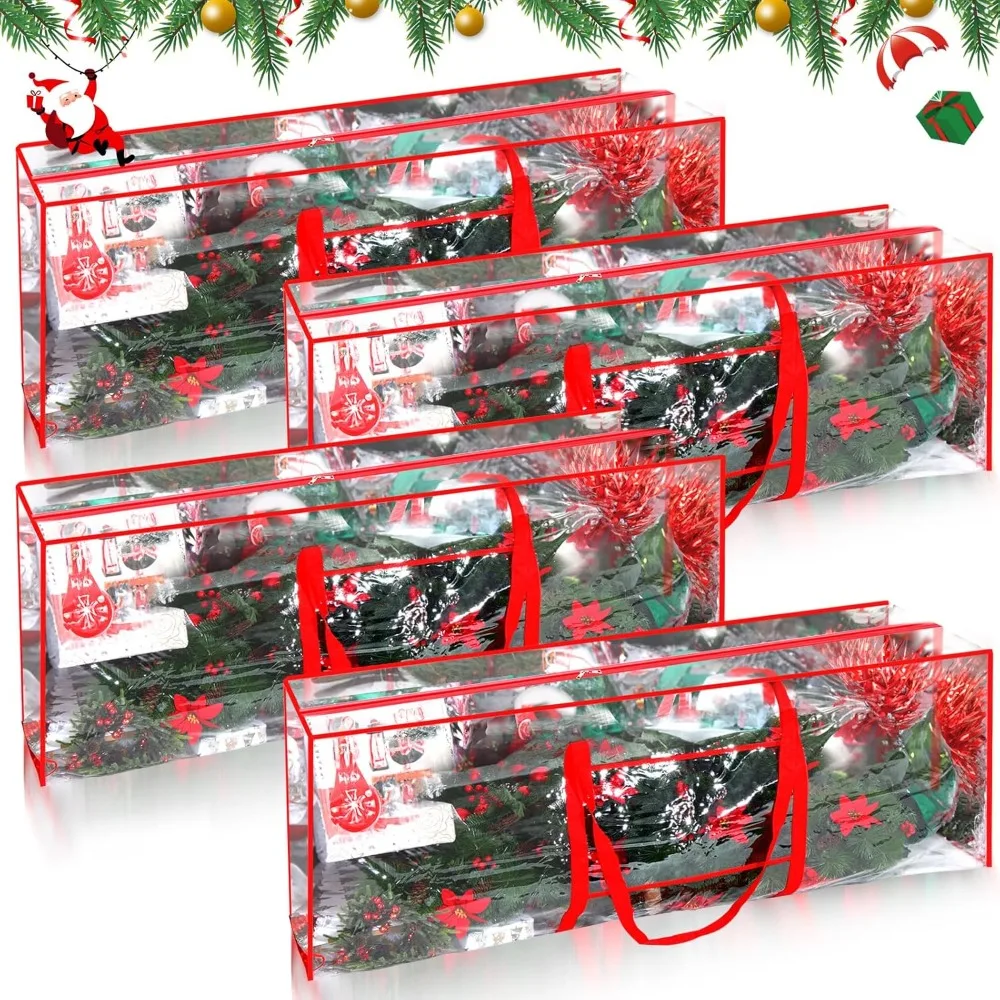 4 قطع من أكياس تخزين شجرة الكريسماس المقاومة للماء بطول 9 أقدام لتزيين عطلة عيد الميلاد #1