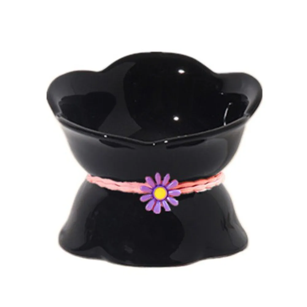 

Ceramic Cat Bowl Flower Shape Slanted Mouth Pet High Foot Bowl Non-slip Anti Tipping Dog Food Feeding Basin Neck Protection