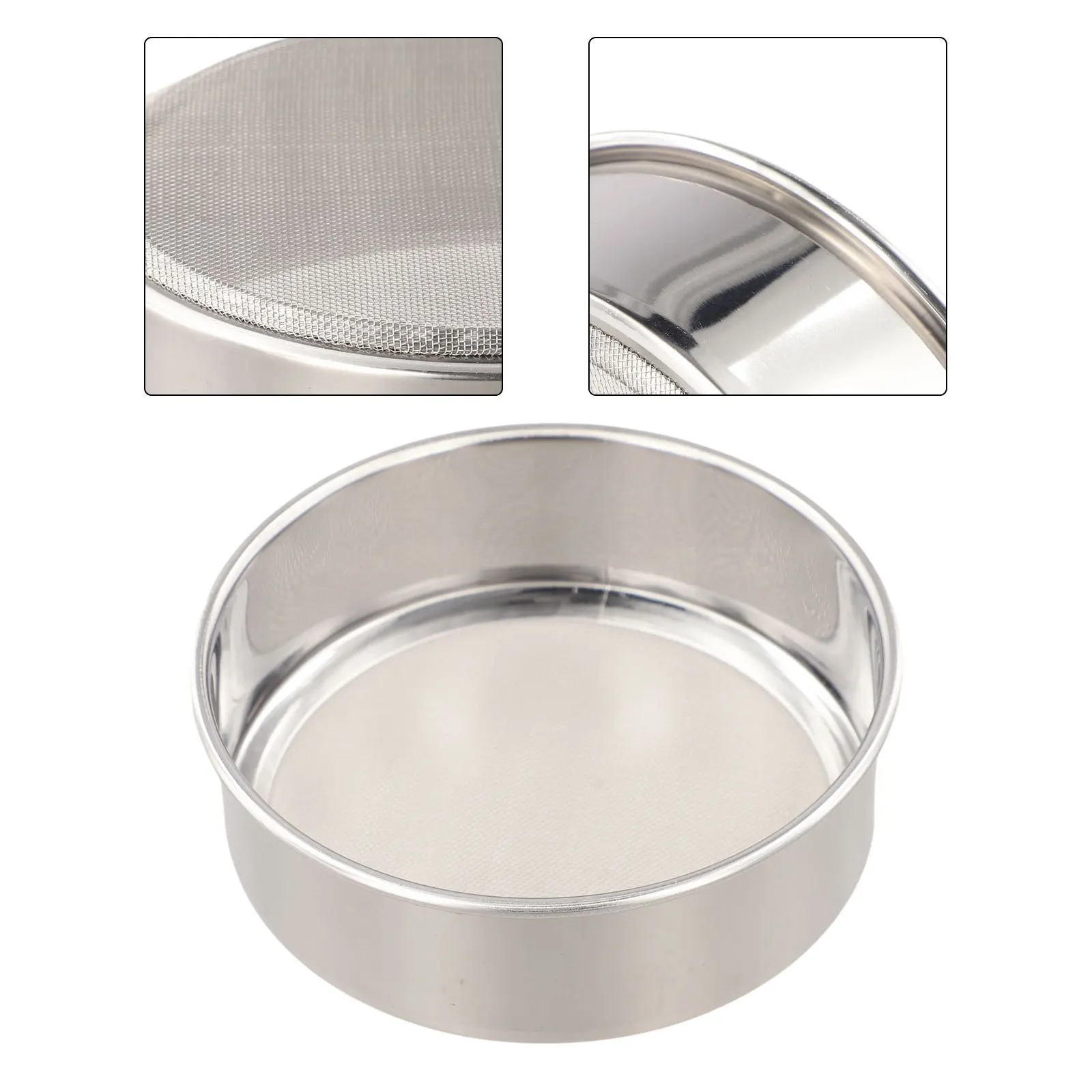 10-21cm Stainless Steel Flour Sieve Round Flour Sieve Strainer With 40 Mesh Kitchen Flour Powder Filter Screen Soil Strainer