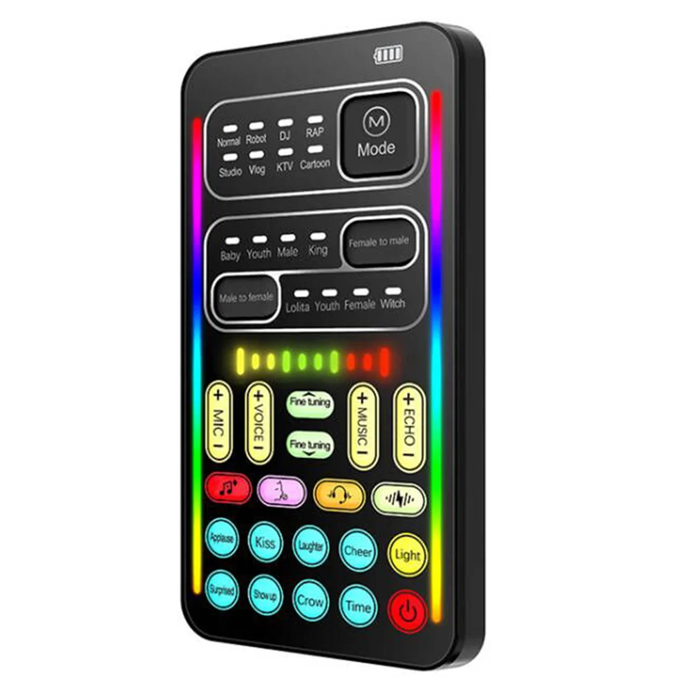 I9 مغير الصوت تأثير صوتي متعدد متوافق مع البلوتوث بطاقات الصوت الحية رقيقة جدا المحمولة لتسجيل مرساة الألعاب PC #5