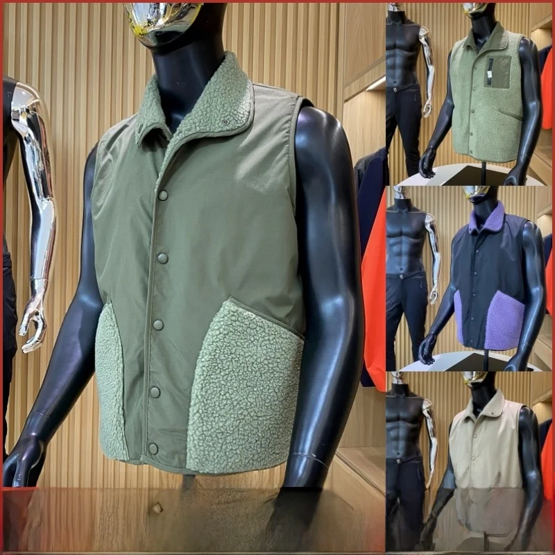 

Double-Sided Wearable Comfortable Fce Men's Vest Autumn New Sle Youth Trendy Stand Fit Zipper Closure Casual Vest