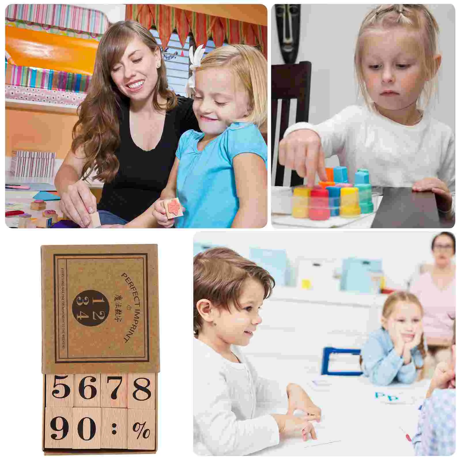 Wooden Stamp Set Advent Calendars Scrapbook Seal Number Stamps DIY Planner Office