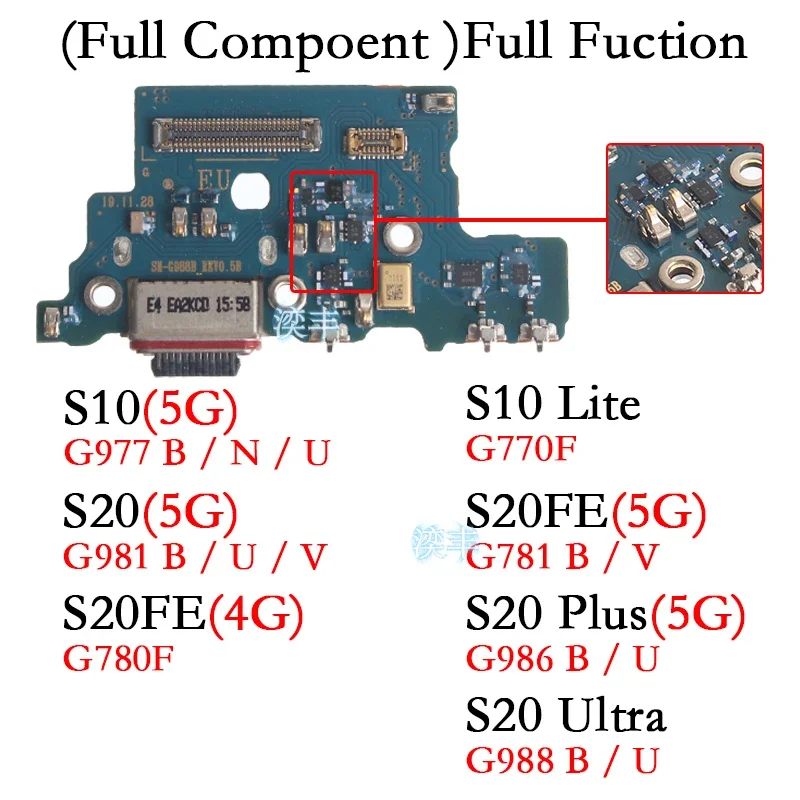 

Usb Dock Charger Port for Samsung Galaxy G977 G981 G986 G988 G970 G780 B N U V S10 Lite S20 Fe Plus Ultra Charging Board Module